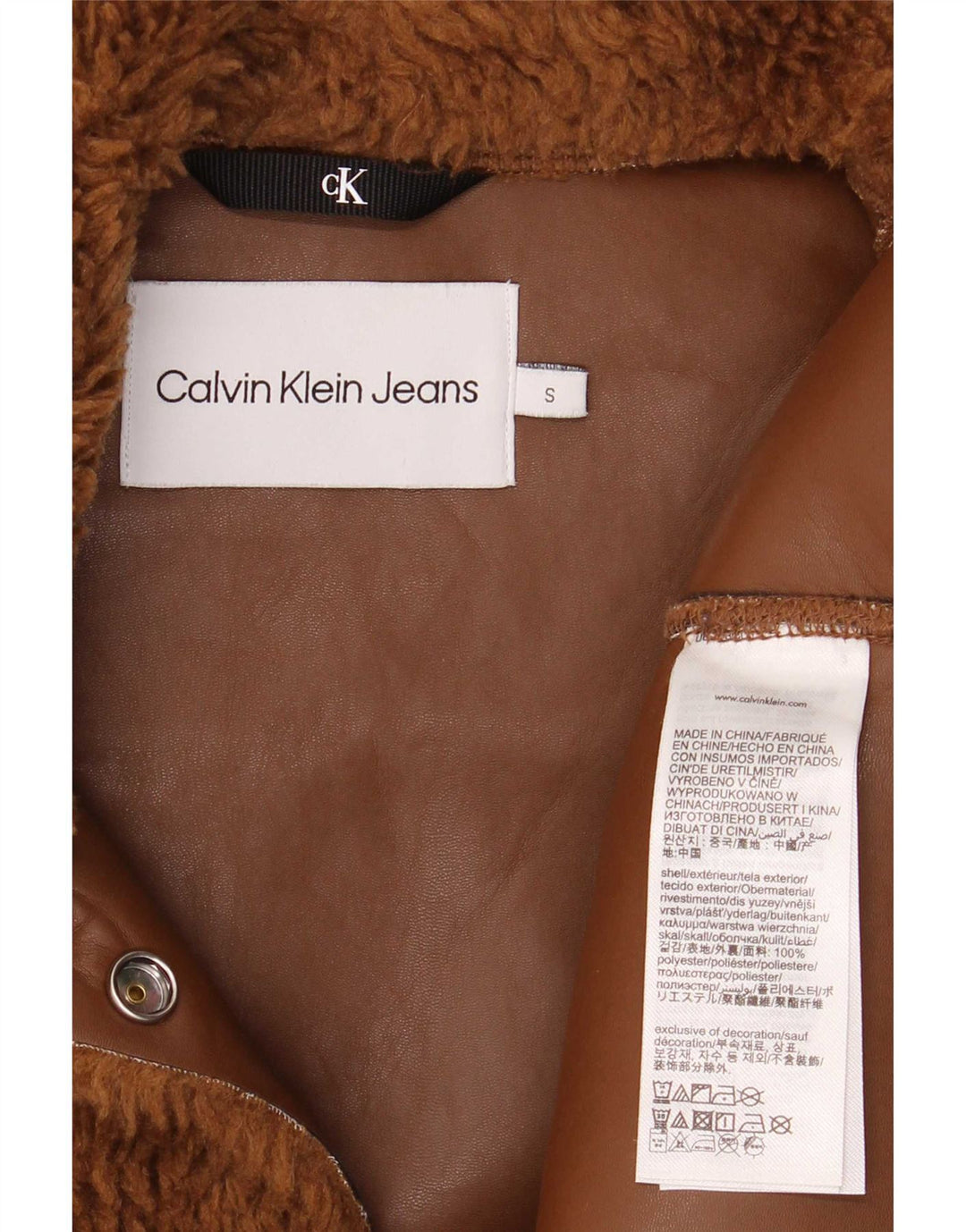 Damska kurtka polarowa Calvin Klein Jeans Teddy Bear UK 10 Small Brown