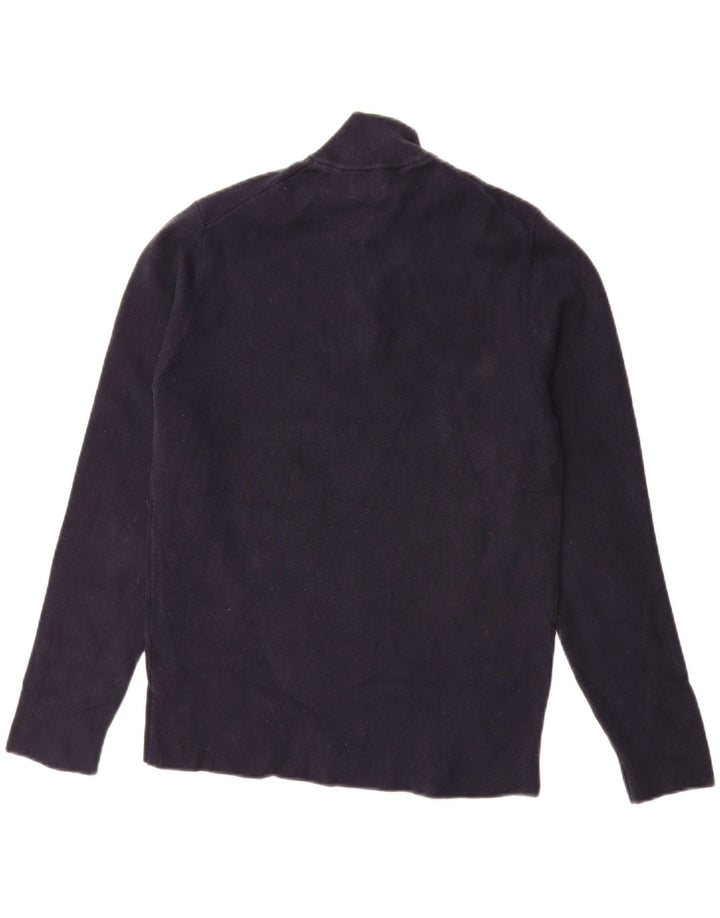 MASSIMO DUTTI Męski sweter zapinany na zamek, średni granatowy, bawełniany