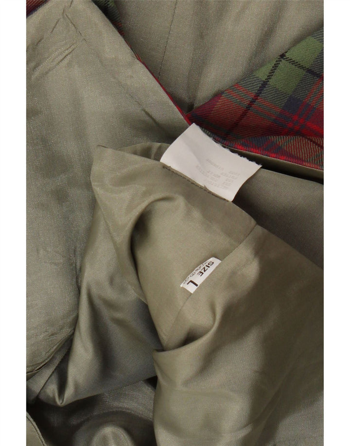 VINTAGE Męska kamizelka w dużą czerwoną kratę, poliestrowa