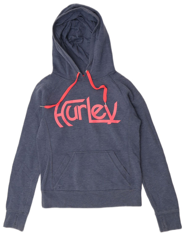 Damski sweter z kapturem Hurley Graphic o swobodnym kroju, UK 4 XS, niebieski, bawełniany