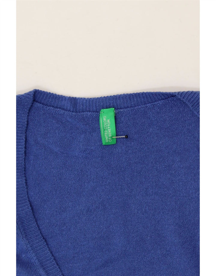 BENETTON Womens V-Neck Jumper Sweater UK 10 Small Blue Vintage Benetton and Second-Hand Benetton from Messina Hembry 