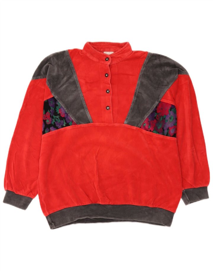 Damska bluza o luźnym kroju w stylu vintage, EU 38, średni czerwony blok kolorów