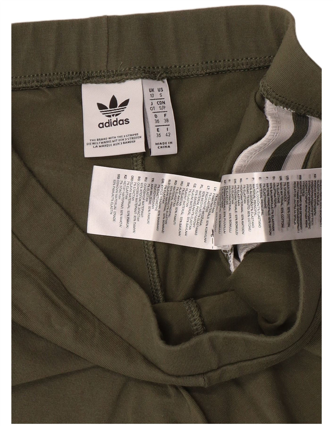 Legginsy damskie ADIDAS UK 10, małe, bawełniane, khaki