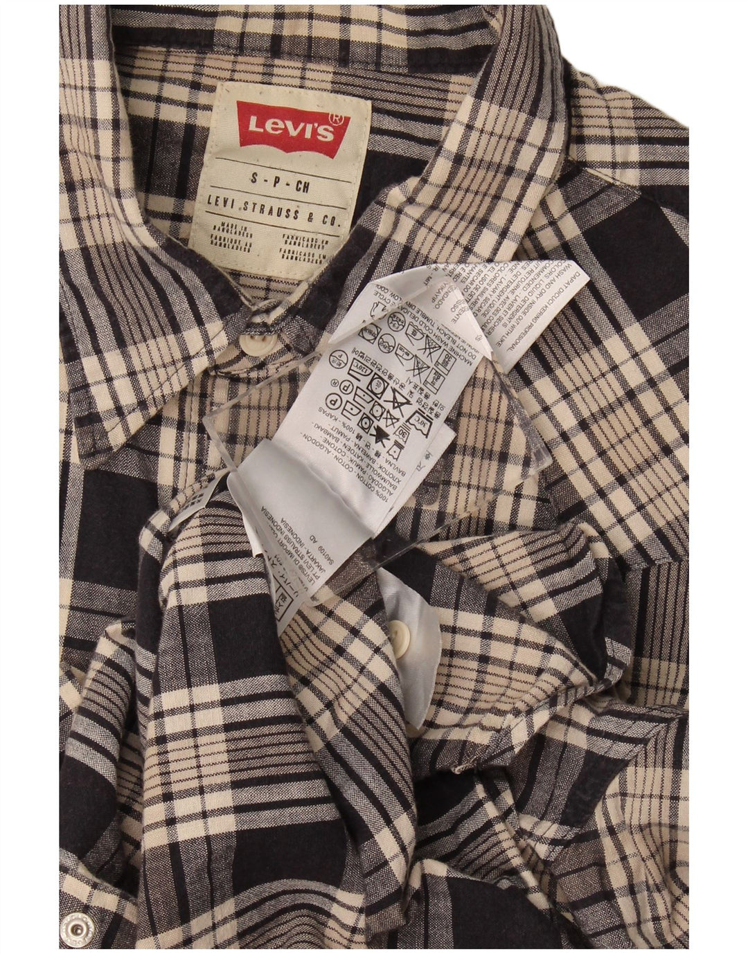 Męska koszula flanelowa Levi's, mała, szara, bawełniana krata