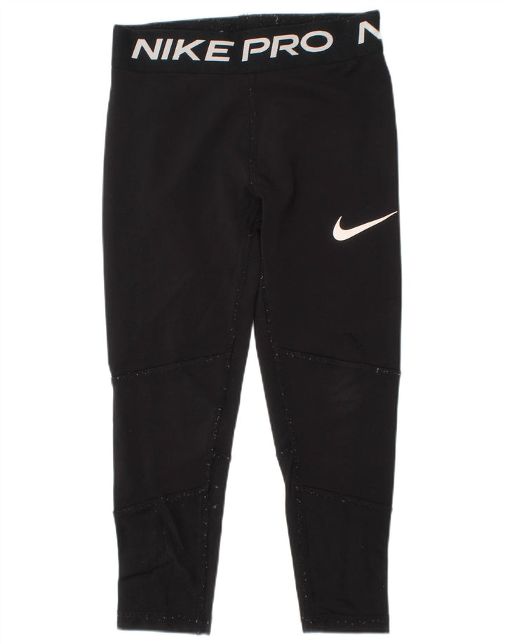 Dziewczęce legginsy Nike Dri Fit z grafiką 4-5 lat, małe, czarne, poliestrowe