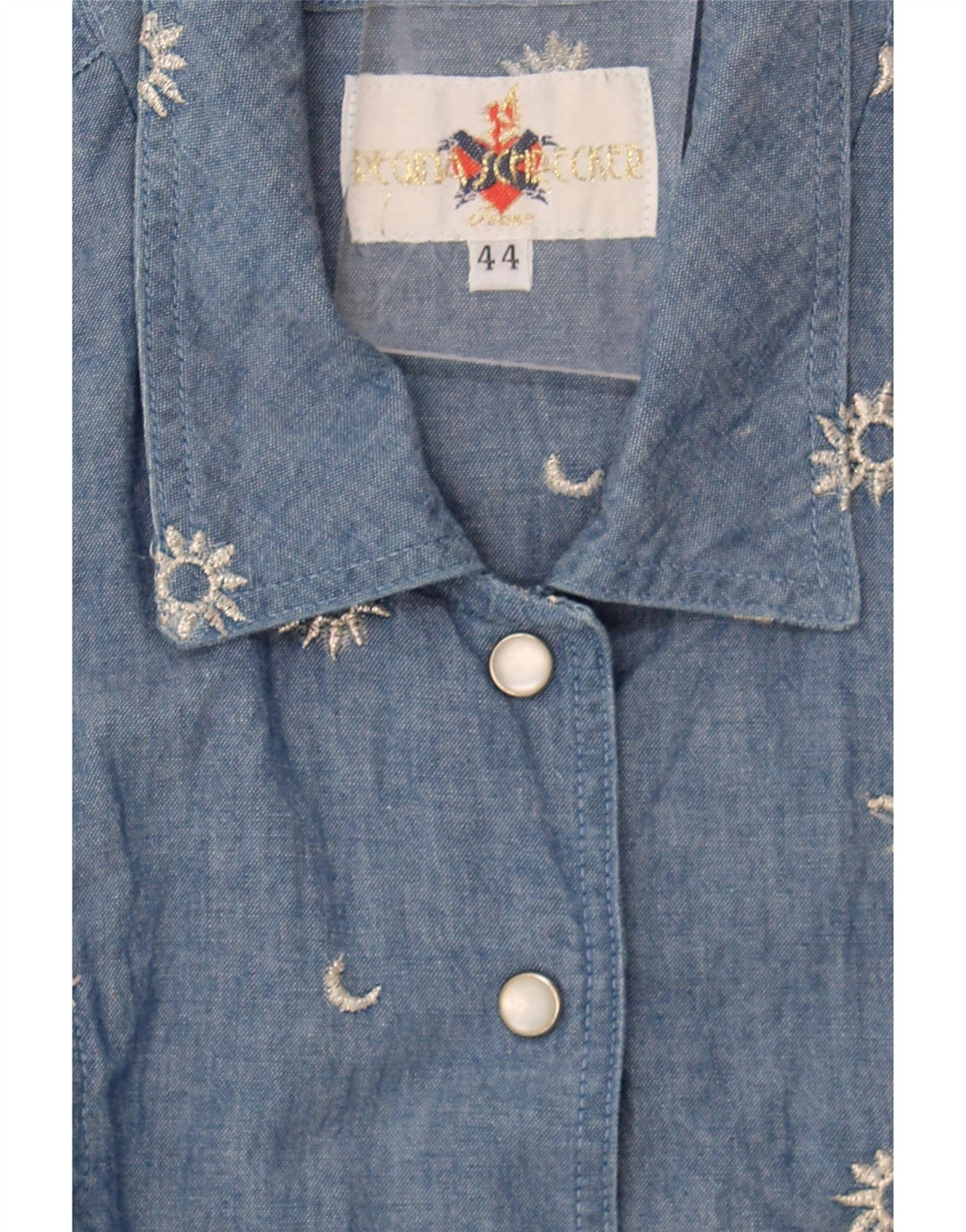 REGINA SCHRECKER Womens Sleeveless Denim Shirt IT 44 Medium Blue Vintage Regina Schrecker and Second-Hand Regina Schrecker from Messina Hembry 