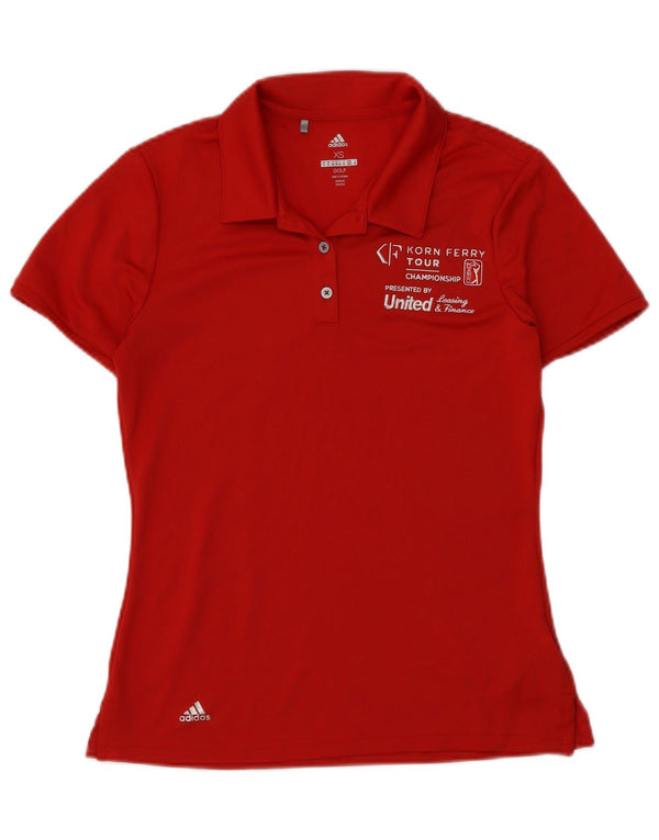 Damska koszulka polo golfowa adidas z grafiką UK 6 XS, czerwona, poliestrowa