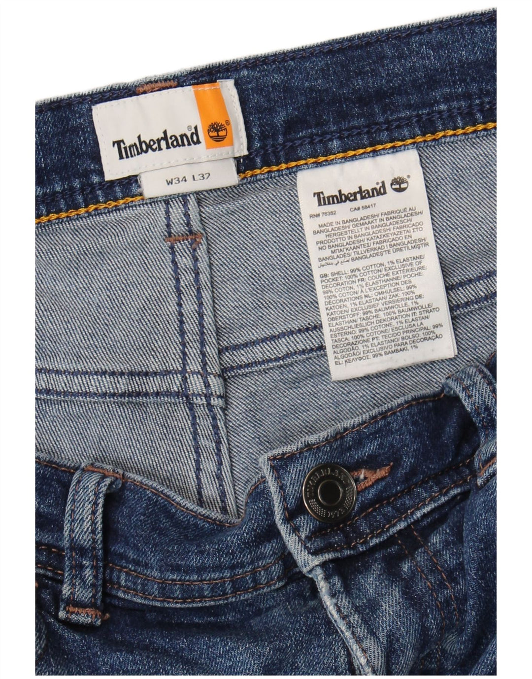 Męskie proste dżinsy Timberland W34 L32 Niebieskie bawełniane