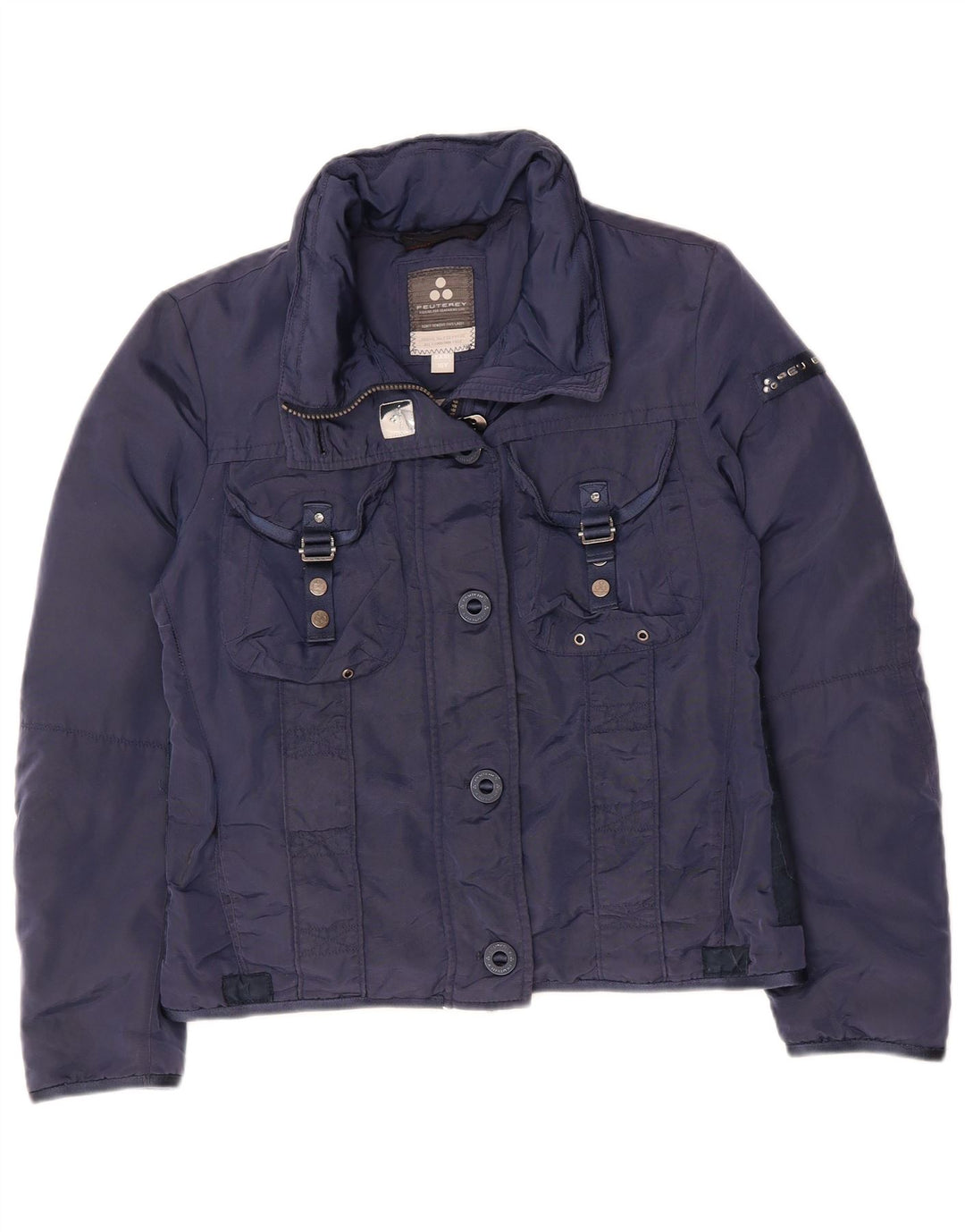 PEUTEREY Girls Crop Utility Jacket 15-16 Years 3XL Navy Blue Polyester