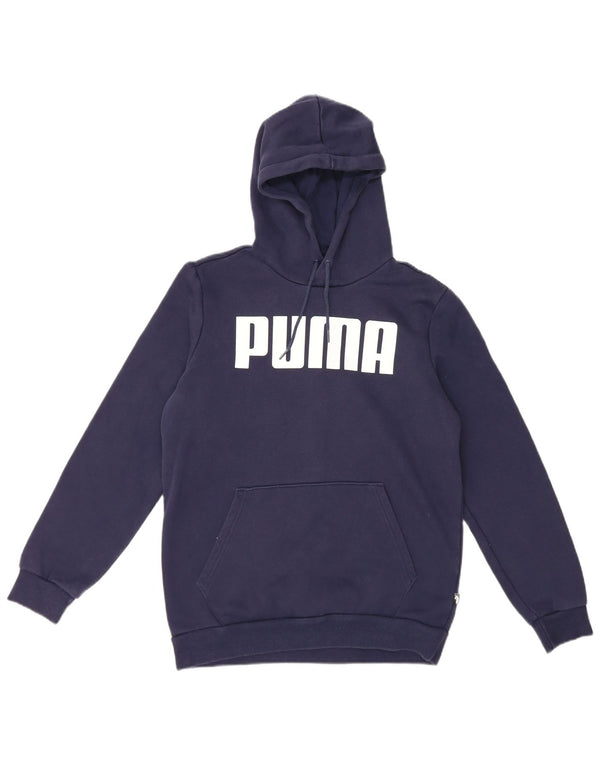 Męski sweter z kapturem Puma z grafiką, mały, granatowy, bawełniany