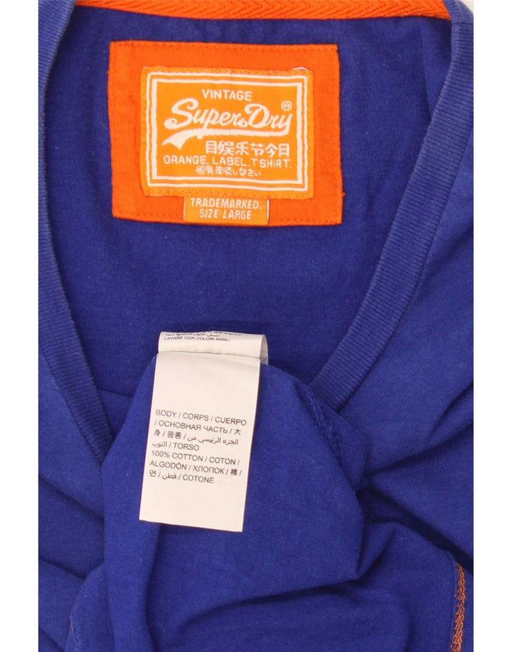 Męski T-shirt Superdry, duży, niebieski, bawełniany