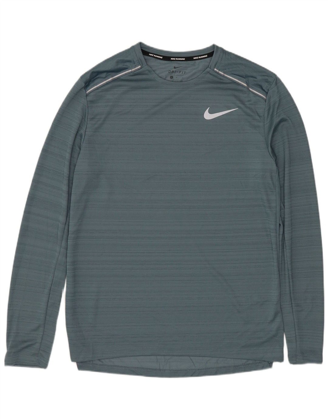Męska koszulka NIKE Dri Fit z długim rękawem, średniej wielkości, niebieska, poliestrowa w prążki