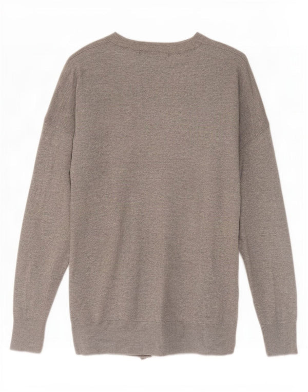 Marks & Spencer Womens Oversized Cardigan Sweater UK 10 Small Grey Cotton
