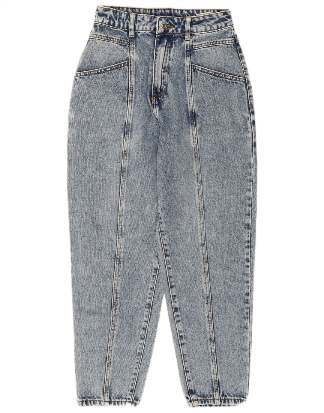 Damskie jeansy z wysokim stanem VINTAGE UK 6 XS W25 L25 Niebieskie bawełniane