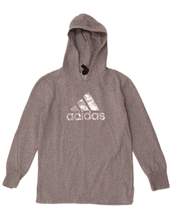 Adidas Dziewczęca bluza z kapturem z grafiką 13-14 lat Szara, nakrapiana bawełna