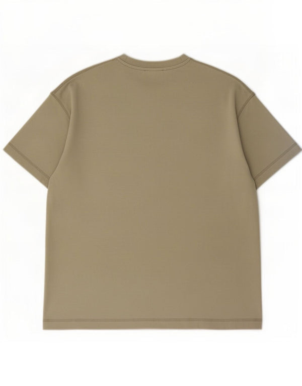Cos Męska bluza z krótkim rękawem, średnia bawełna khaki