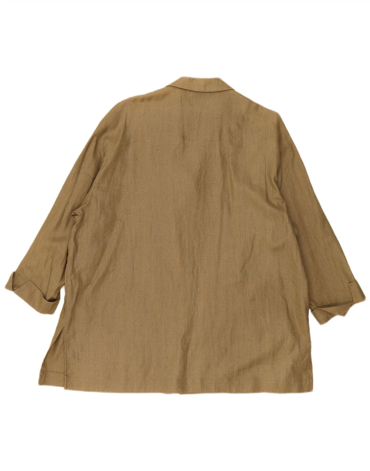 Marc Aurel Damska marynarka oversize zapinana na 4 guziki, UK 14, średnia, lniana khaki