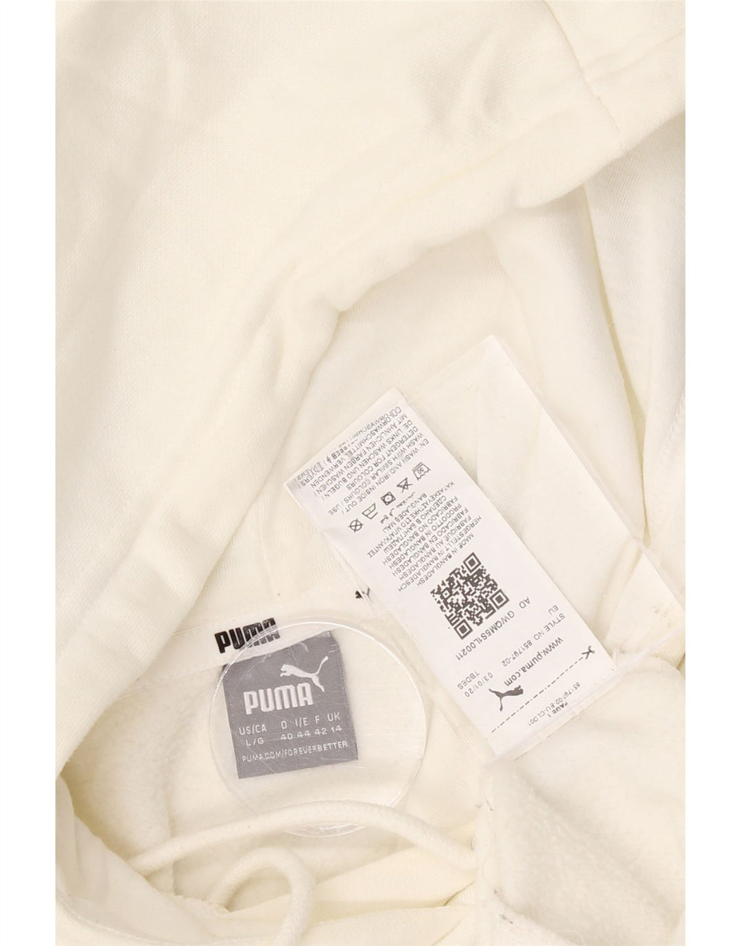 PUMA Womens Graphic Hoodie Jumper UK 14 Large White Polyester Vintage Puma and Second-Hand Puma from Messina Hembry 