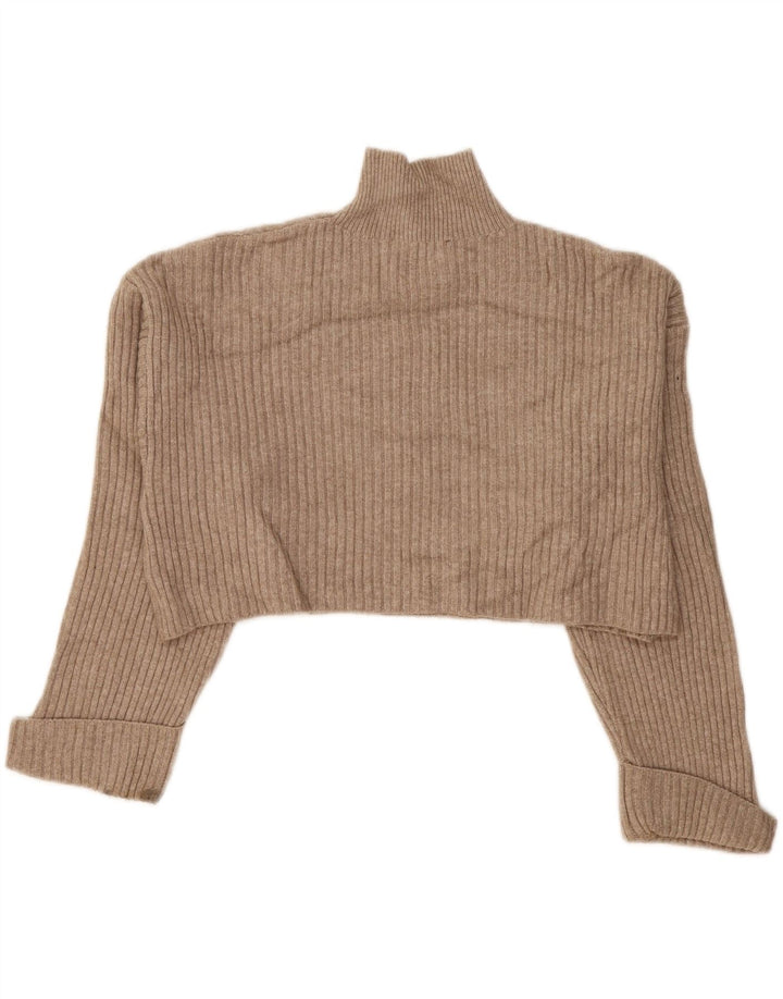 Sweter damski Zara Crop Oversize z golfem UK 14 średni beż