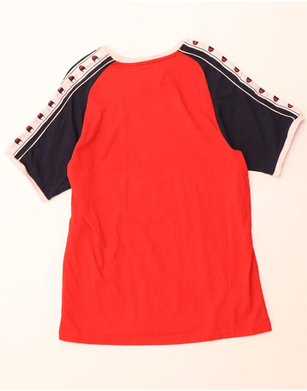 Męska koszulka z grafiką CHAMPION Top 2XL, bawełniana w kolorze czerwonym, z blokami kolorów