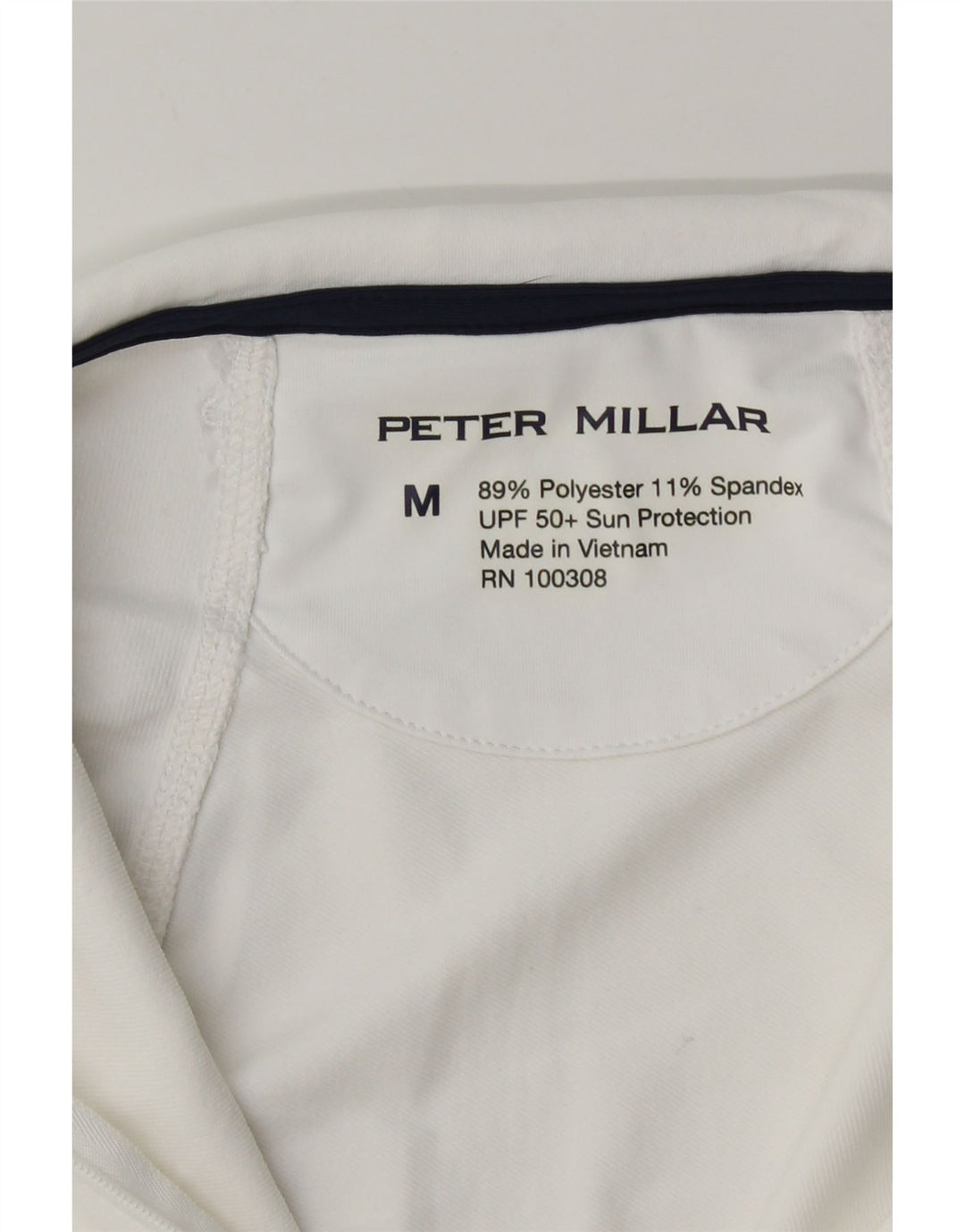 Damski dres Peter Millar z zamkiem błyskawicznym na szyi, średni biały poliester