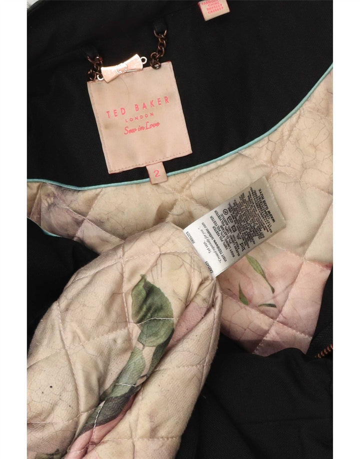 Damska kurtka typu parka oversize Ted Baker z kapturem, rozmiar 2, mała, czarna, z poliestru