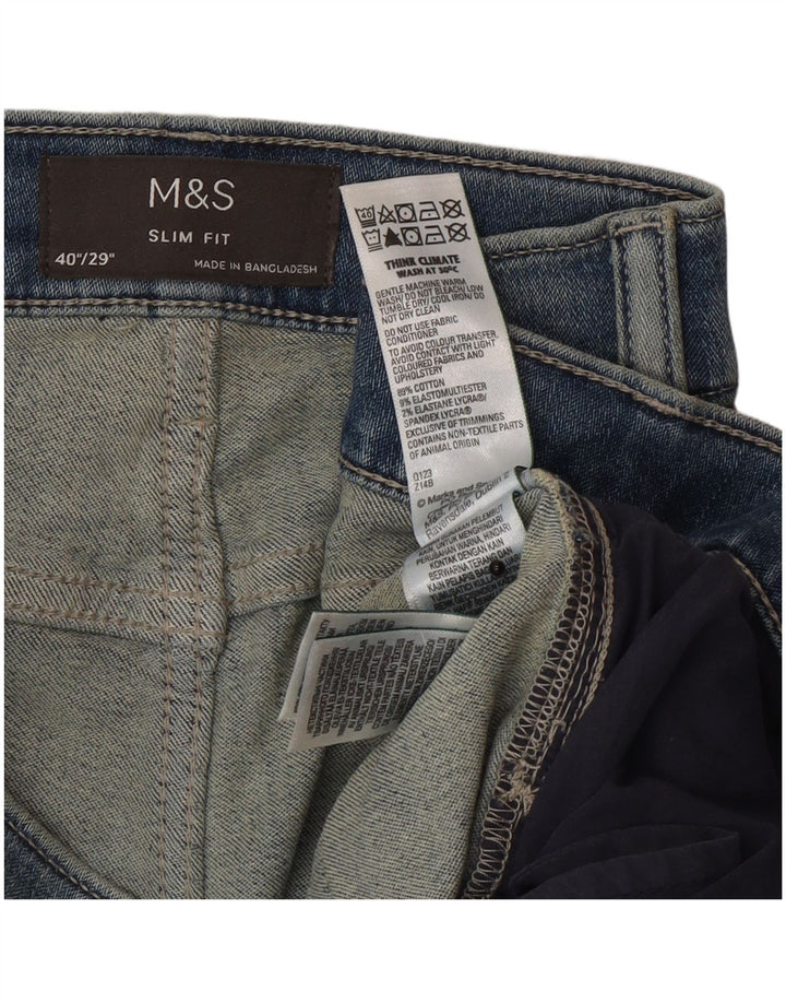 Marks & Spencer Męskie jeansy slim W40 L29 Niebieskie, bawełniane