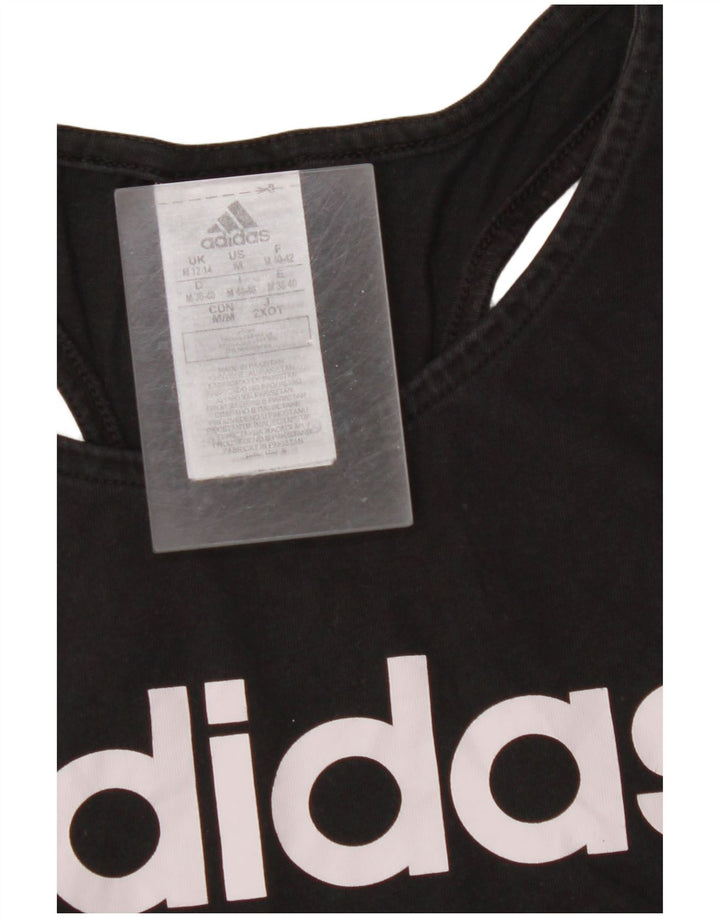 Damski top ADIDAS z grafiką, UK 12/14, średni czarny, bawełniany