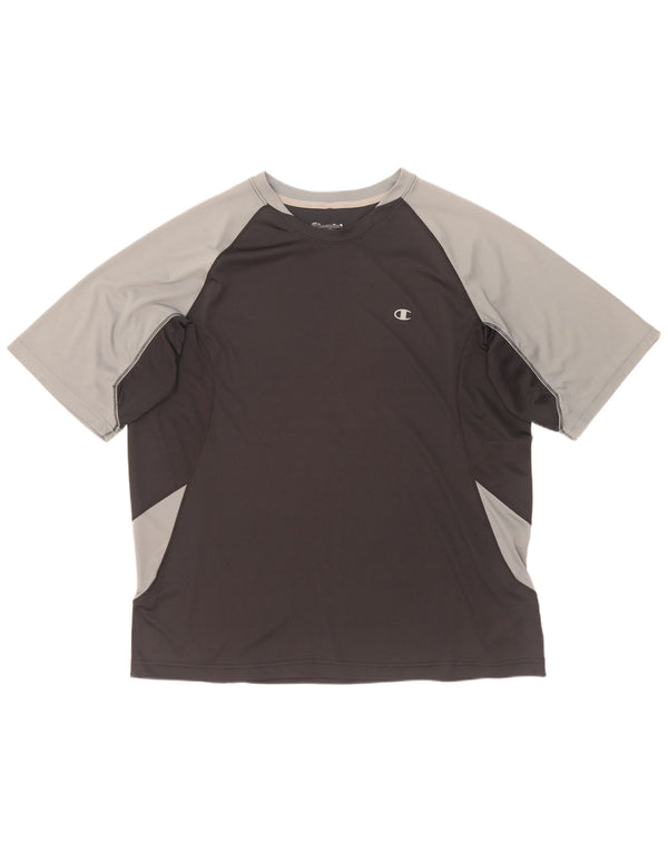 T-shirt męski Champion XL, czarny, z blokami kolorów, poliester