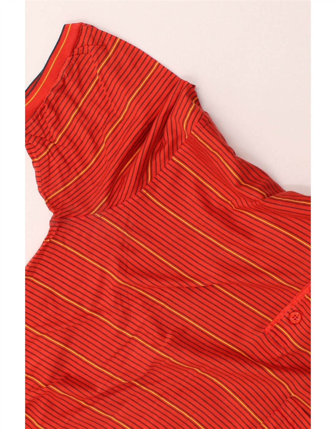 NAVIGARE Mens Polo Shirt Medium Orange Striped Cotton Vintage Navigare and Second-Hand Navigare from Messina Hembry 
