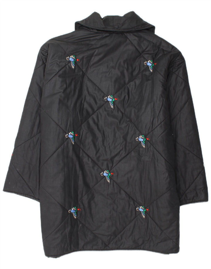 Damski płaszcz wiatrówka o luźnym kroju VINTAGE UK 20 2XL Czarny nadruk zwierzęcy