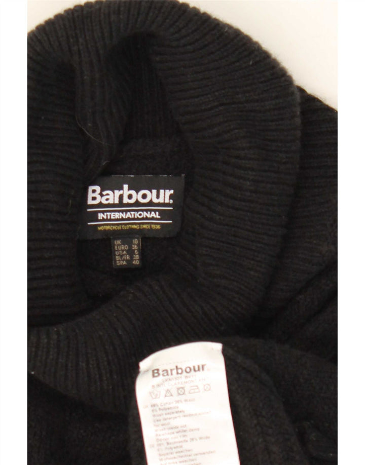 Damski sweter oversize Barbour z golfem UK 10, mały, czarny, bawełniany