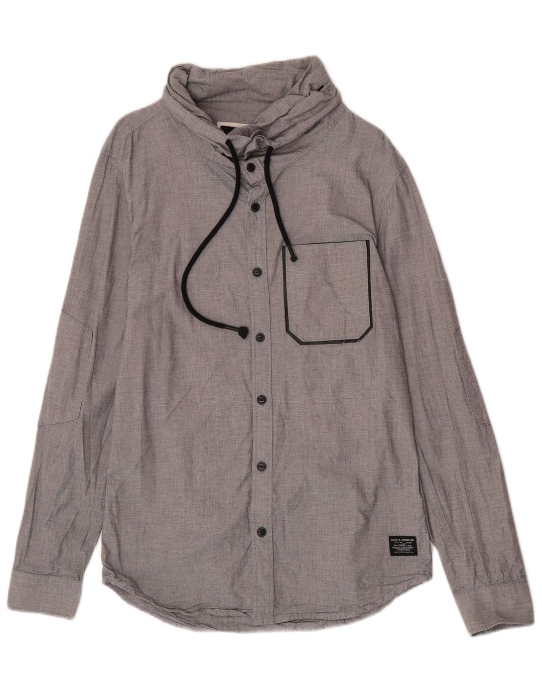 Męska koszula Jack & Jones z wywijanym dekoltem, mała, szara, bawełniana