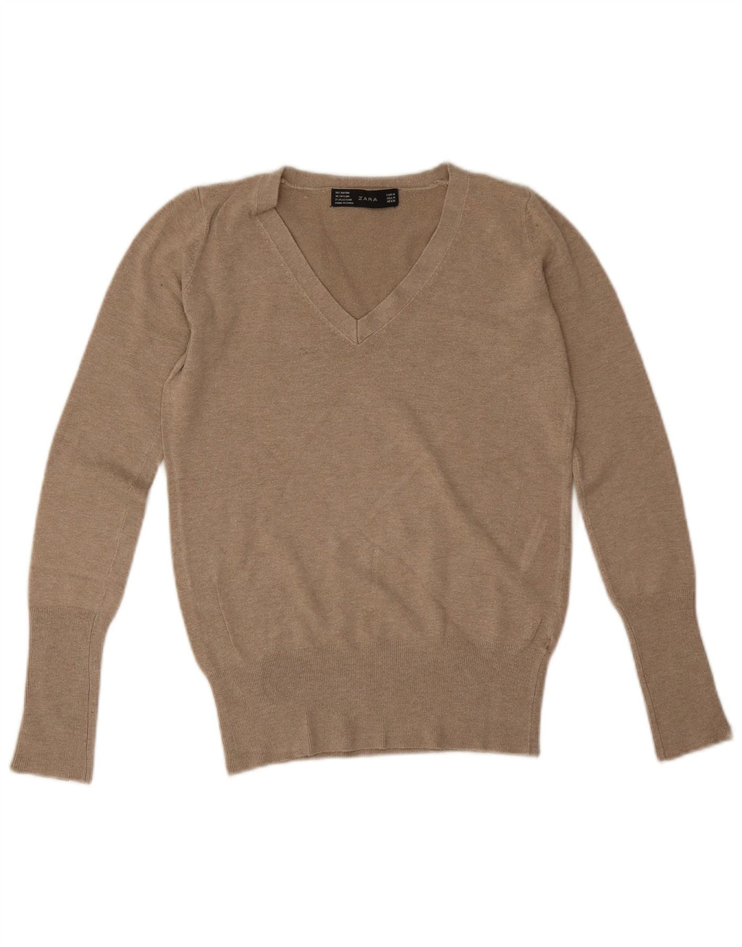 Sweter damski Zara z dekoltem w kształcie litery V, UK 12, średni szary