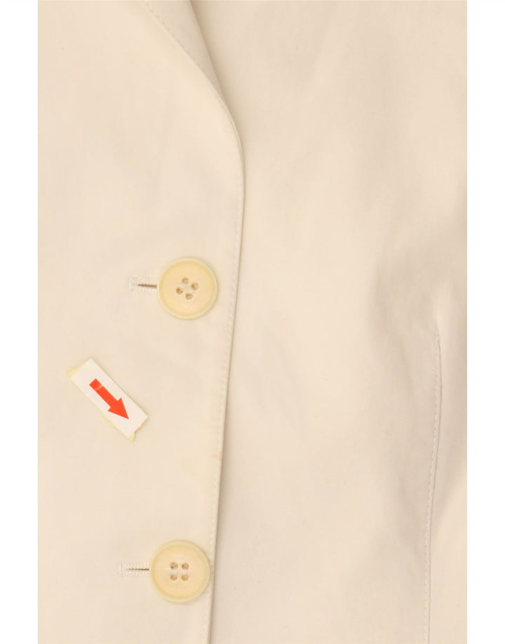 EMPORIO ARMANI Damska marynarka zapinana na 3 guziki IT 44 Średnia złamana biała bawełna