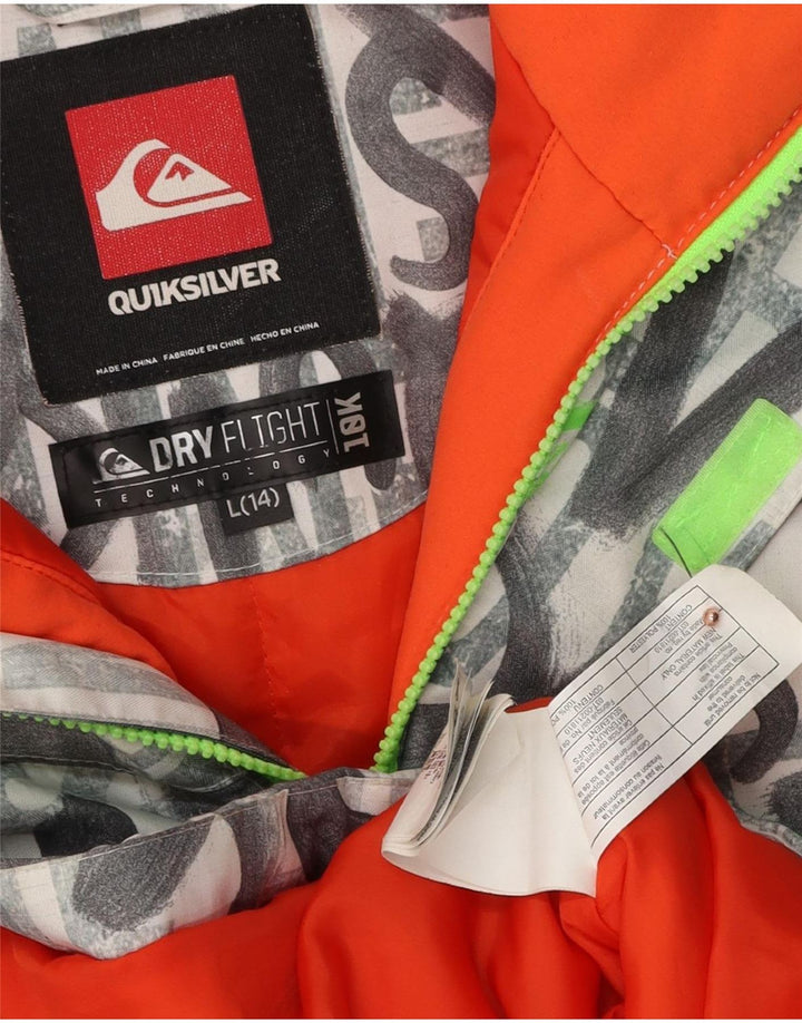 Chłopięca kurtka narciarska z kapturem Quiksilver Graphic na 13-14 lat, duża, szara, poliestrowa