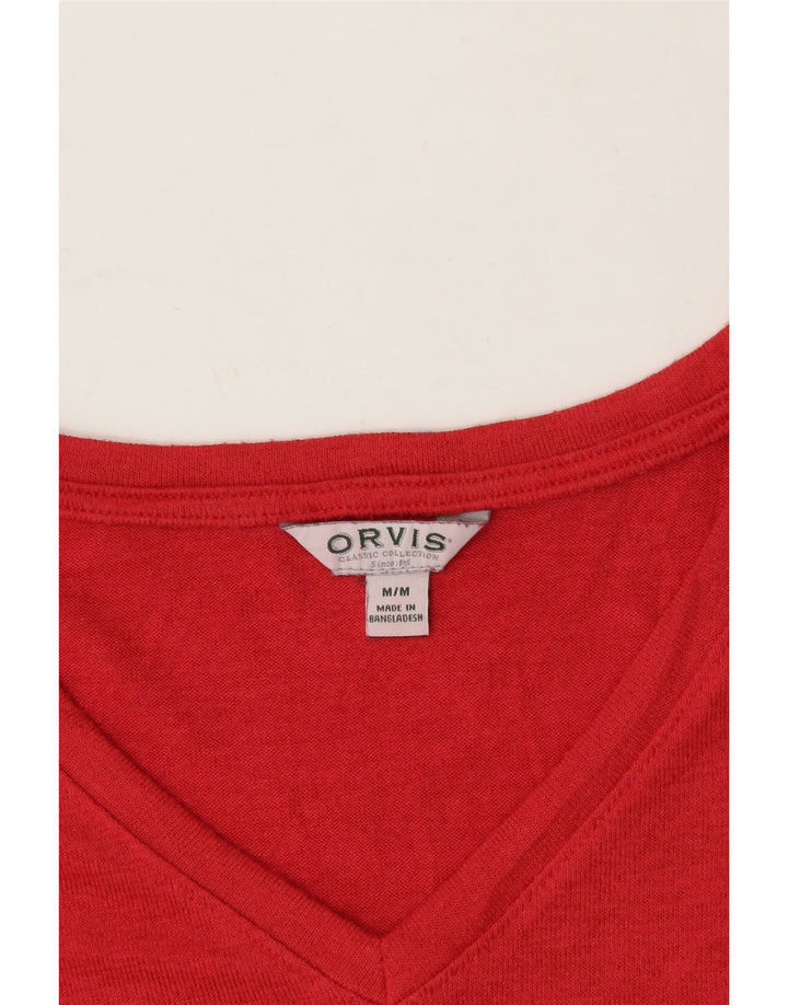 ORVIS Womens T-Shirt Top UK 14 Medium Red Polyester Vintage Orvis and Second-Hand Orvis from Messina Hembry 