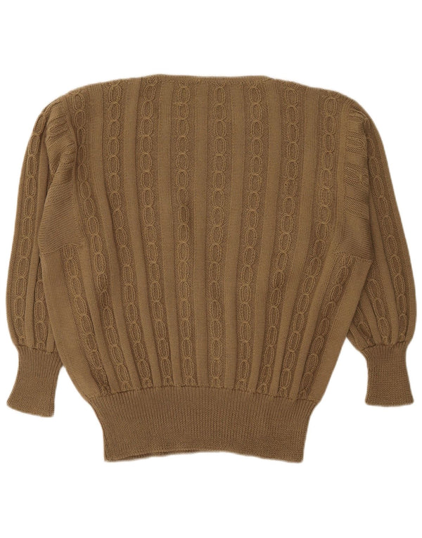 Sweter damski w stylu vintage z dekoltem w łódkę, UK 18 XL Khaki