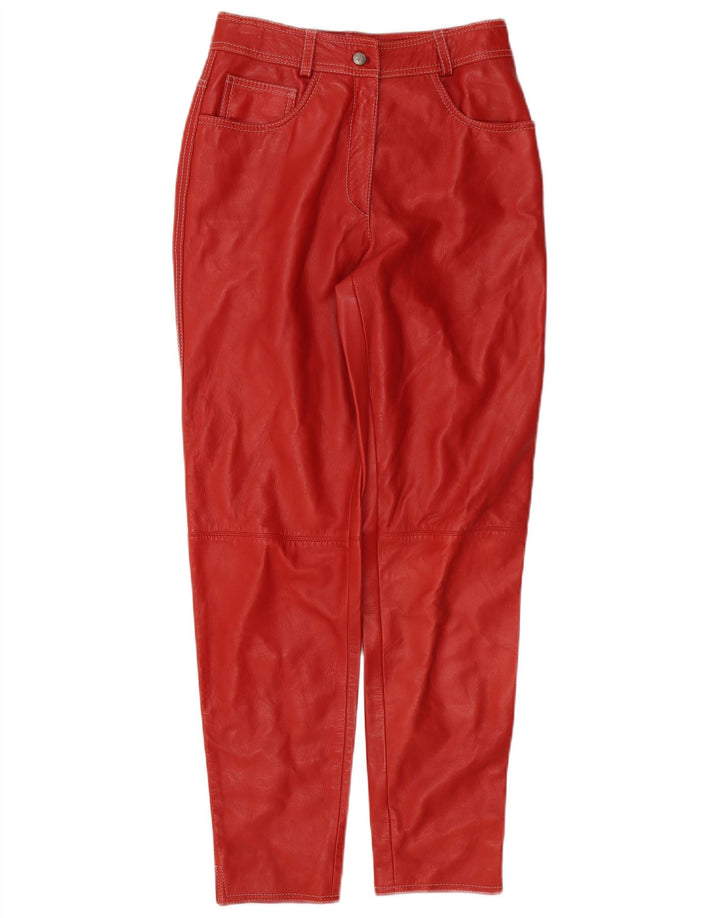 Spodnie skórzane damskie RUFF0 Slim Fit W26 L29 Czerwone