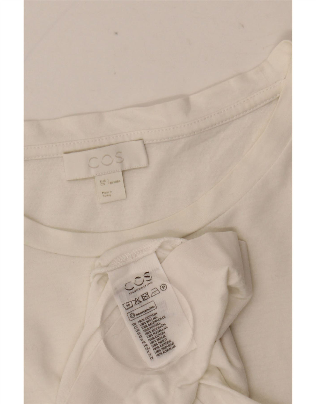 COS Męski T-shirt Top Duży Biały Bawełniany