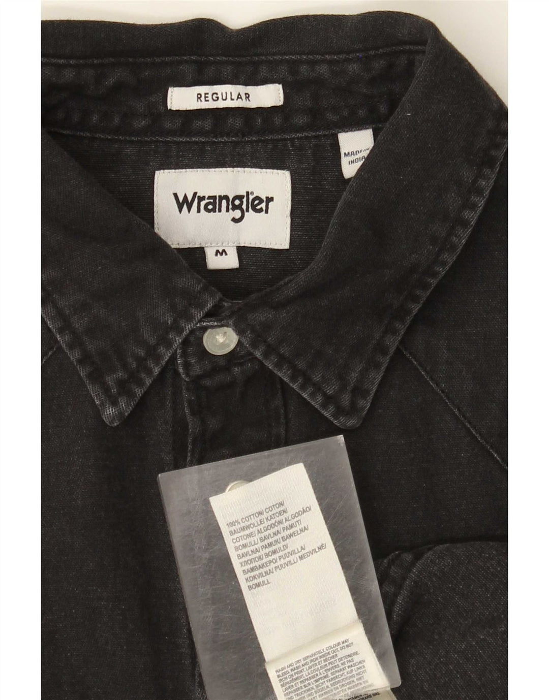 Męska koszula dżinsowa Wrangler Western o regularnym kroju, średnia czarna, bawełniana