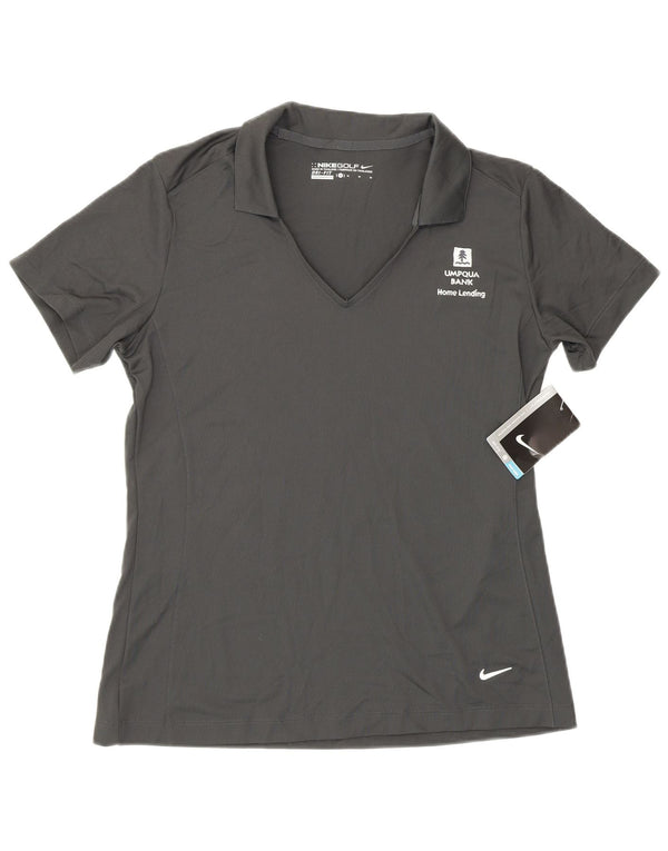 Damska koszulka polo Nike Dri Fit UK 14, średni szary poliester