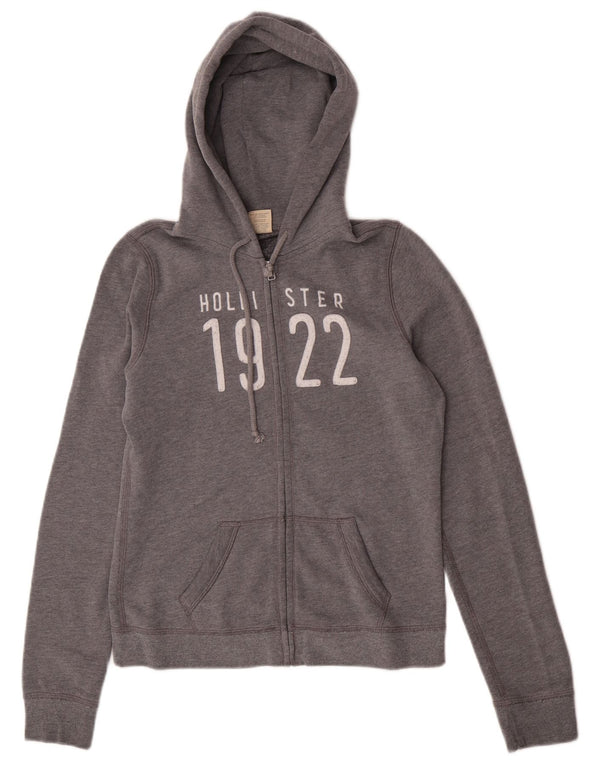 Damski sweter z kapturem i zamkiem błyskawicznym Hollister UK 12, średnioszary, bawełniany