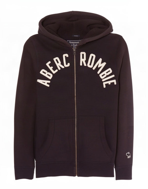 Męski sweter z kapturem i zamkiem błyskawicznym Abercrombie & Fitch Muscle Graphic, średni granatowy