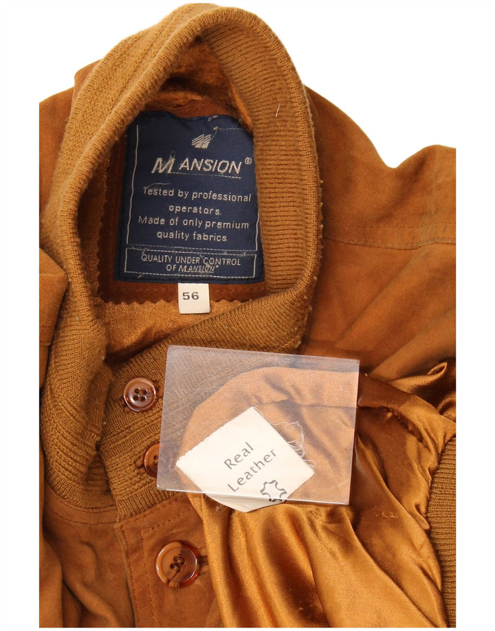 Vintage męska zamszowa kurtka bomber IT 56 3XL brązowa skóra