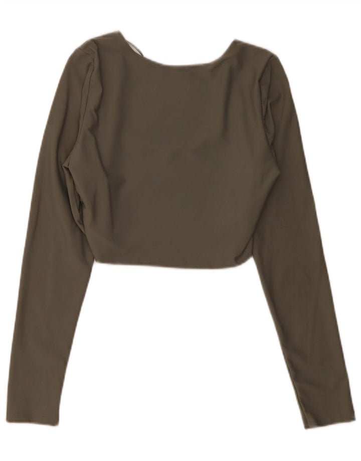 Damski krótki top Zara z długim rękawem, UK 14, duży, khaki, poliamid