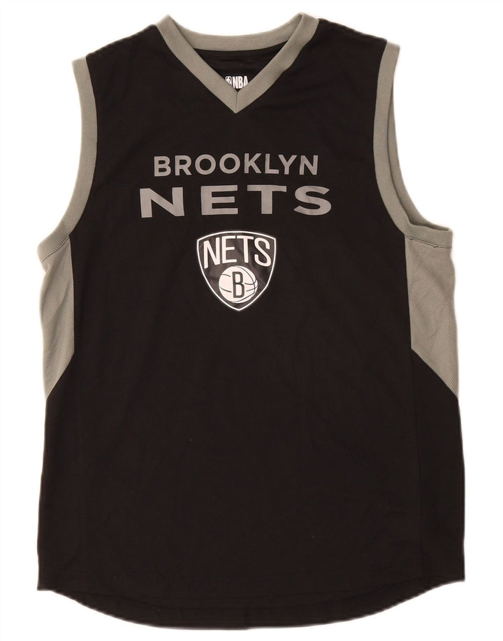 Chłopięca kamizelka z grafiką NBA Brooklyn Nets na 14-15 lat, duża, czarna, z blokami kolorów