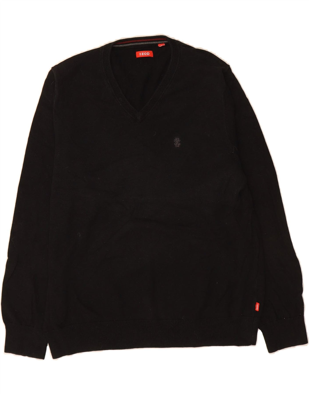 IZOD Mens V-Neck Jumper Sweater Large Black Cotton Vintage Izod and Second-Hand Izod from Messina Hembry 