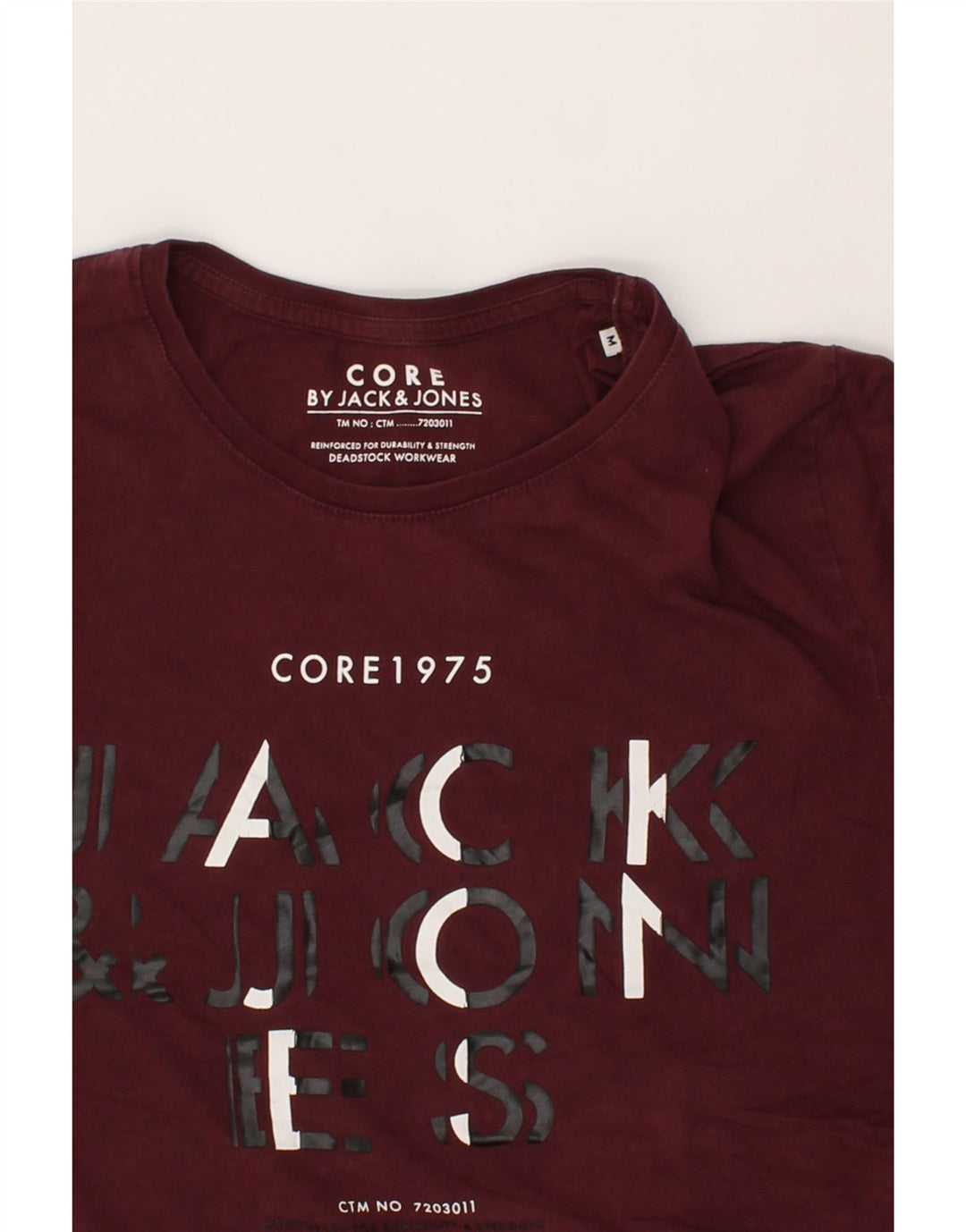 JACK & JONES Mens Core Graphic T-Shirt Top Medium Maroon Vintage Jack & Jones and Second-Hand Jack & Jones from Messina Hembry 