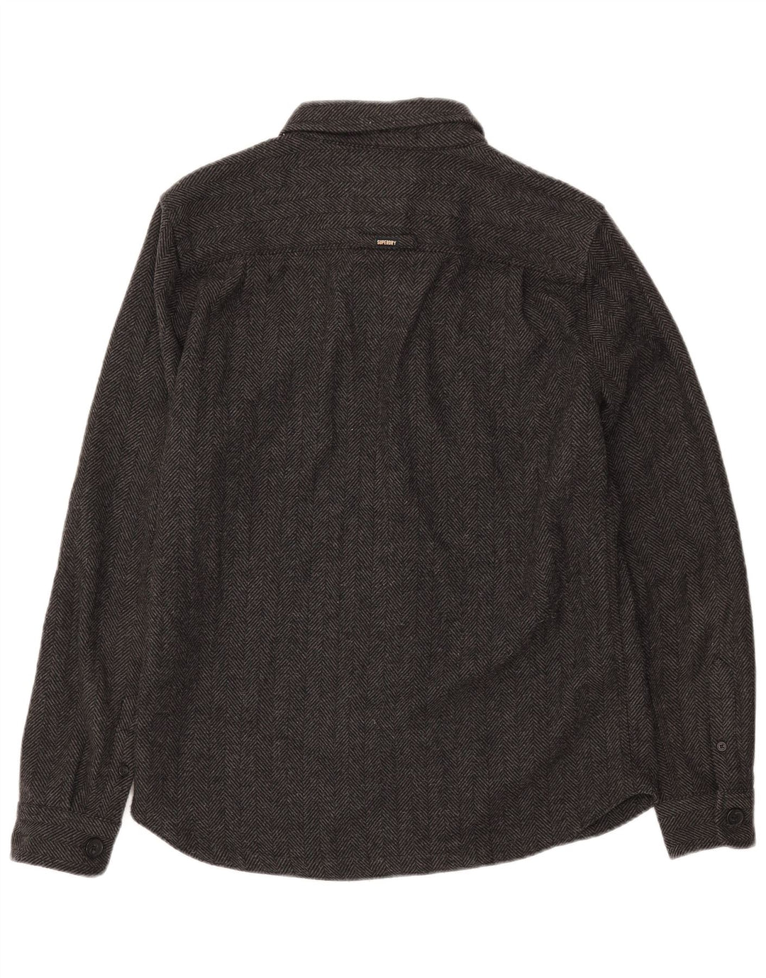 SUPERDRY Męska koszula flanelowa XL, szary, poliester w jodełkę